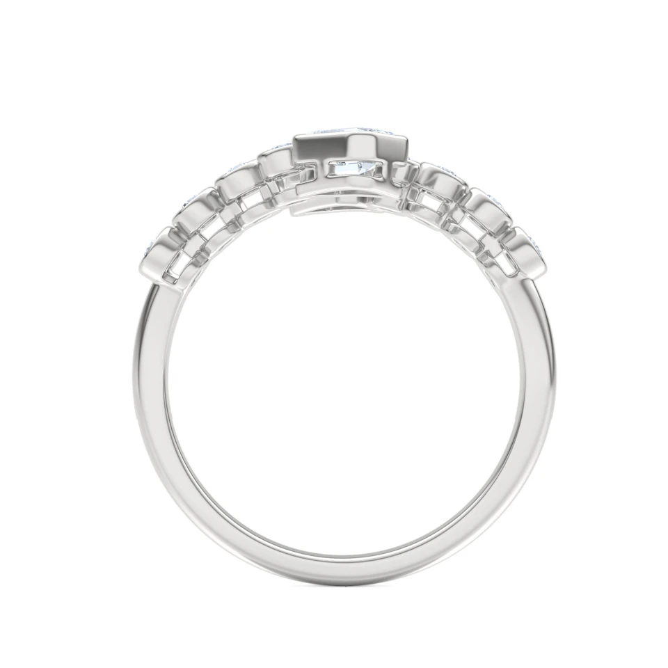 Skyline 0.75ct Emerald and Round Cut Lab Diamond Ring in 14K White Gold