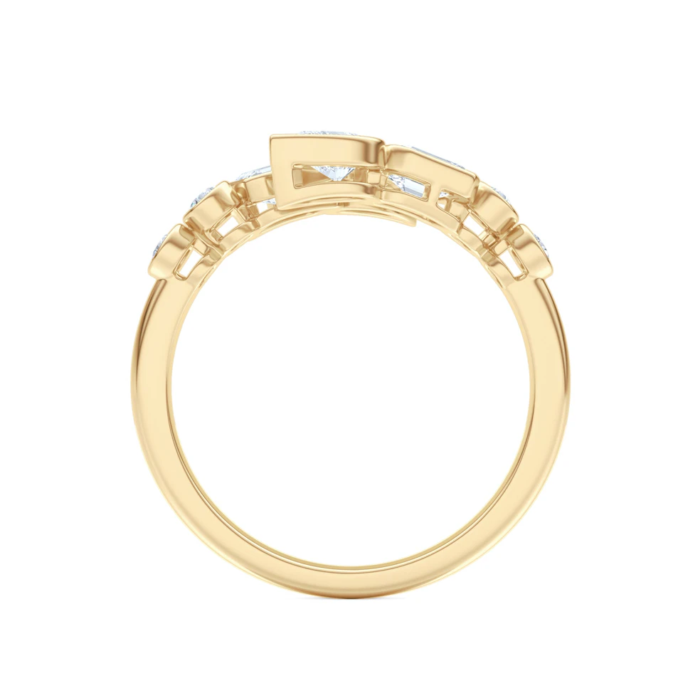 Skyline 1.15ct Pear, Emerald and Round Cut Lab Diamond Ring in 14K Yellow Gold