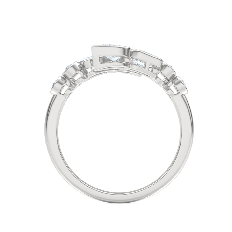 Skyline 1.15ct Pear, Emerald and Round Cut Lab Diamond Ring in 14K White Gold