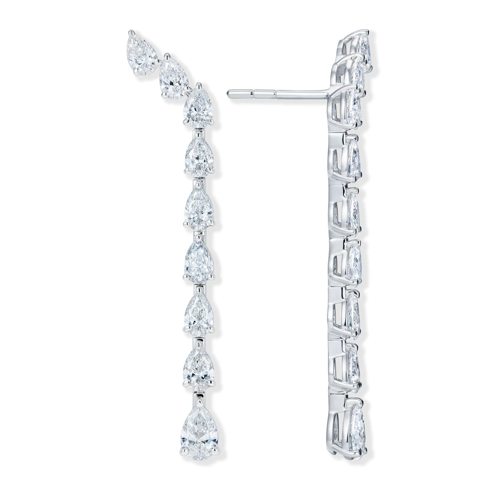 LUXE 4.00ct Lab Diamond Drop Earrings with IGI Certified Pear-Cut Diamonds in 18K White Gold
