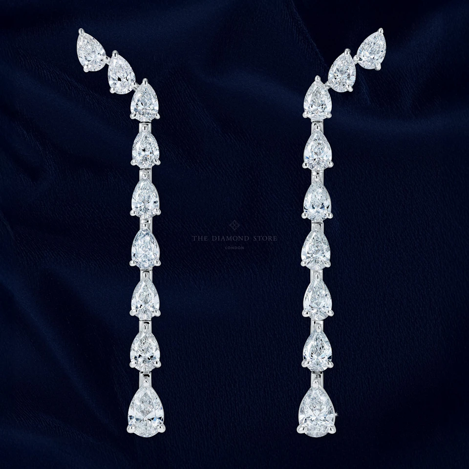 LUXE 4.00ct Lab Diamond Drop Earrings with IGI Certified Pear-Cut Diamonds in 18K White Gold