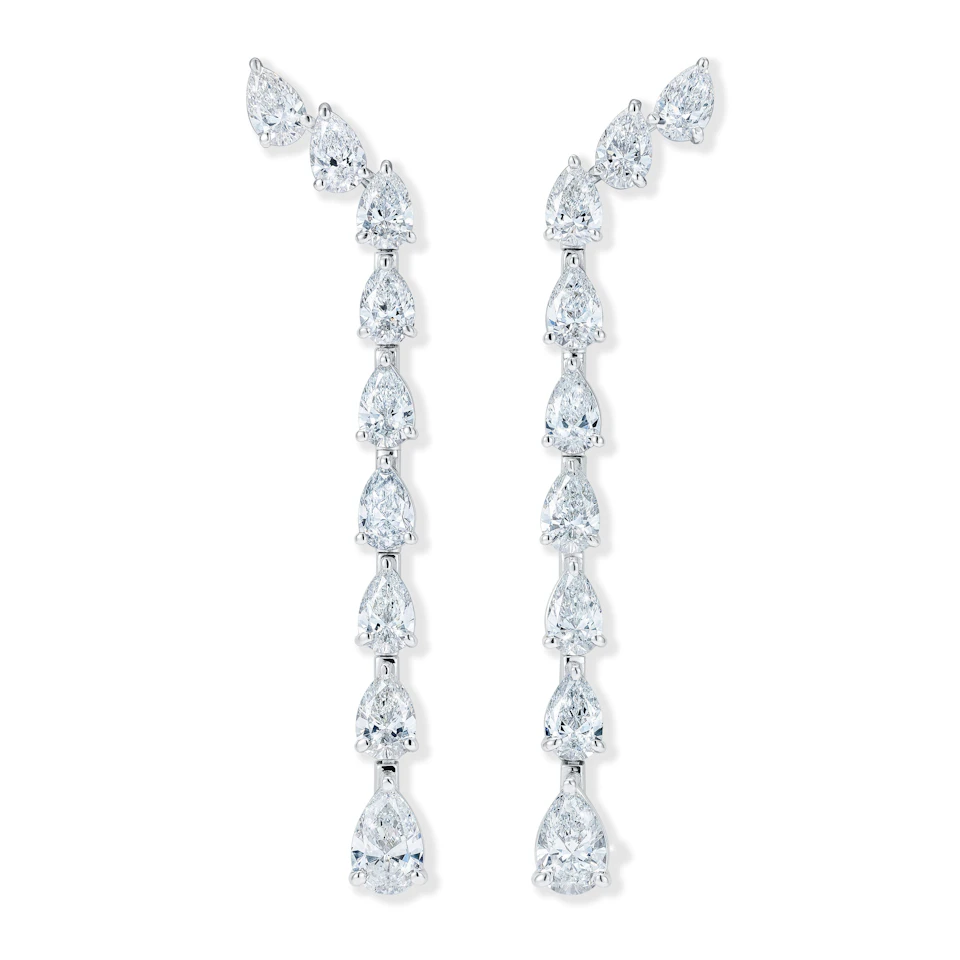 LUXE 4.00ct Lab Diamond Drop Earrings with IGI Certified Pear-Cut Diamonds in 18K White Gold