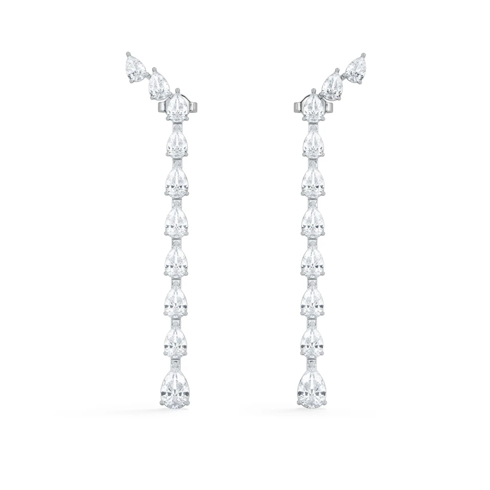 LUXE 4.00ct Lab Diamond Drop Earrings with IGI Certified Pear-Cut Diamonds in 18K White Gold