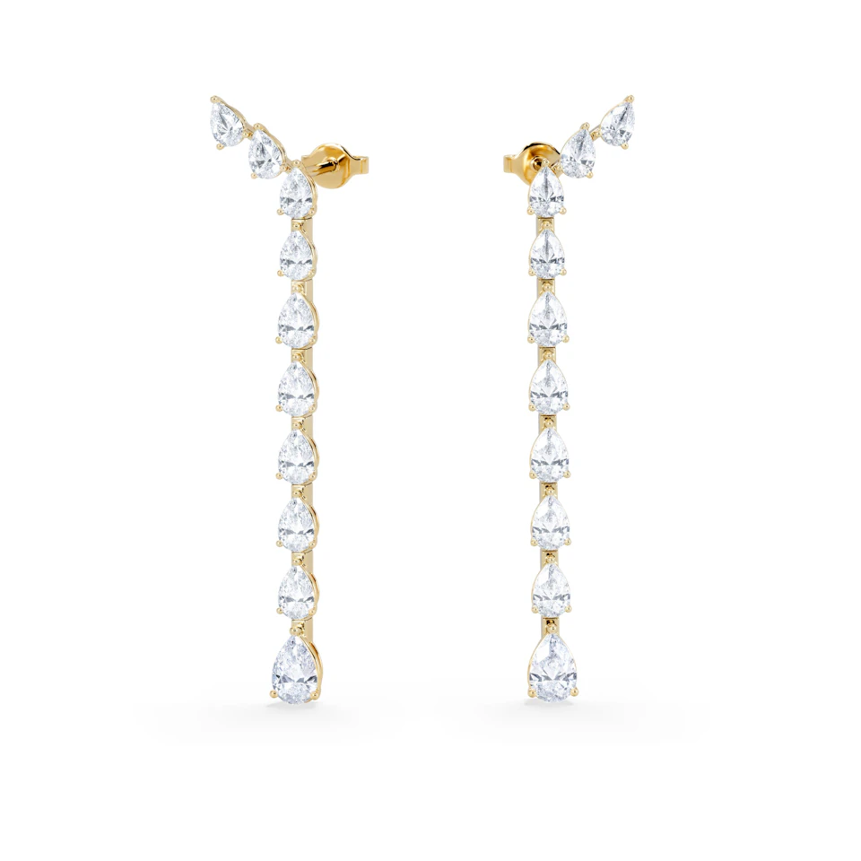LUXE 4.00ct Lab Diamond Drop Earrings with IGI Certified Pear-Cut Diamonds in 18K Yellow Gold