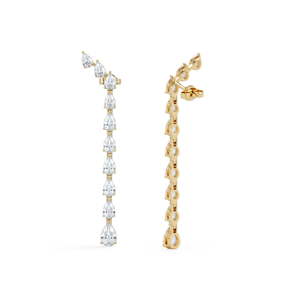 LUXE 4.00ct Lab Diamond Drop Earrings with IGI Certified Pear-Cut Diamonds in 18K Yellow Gold