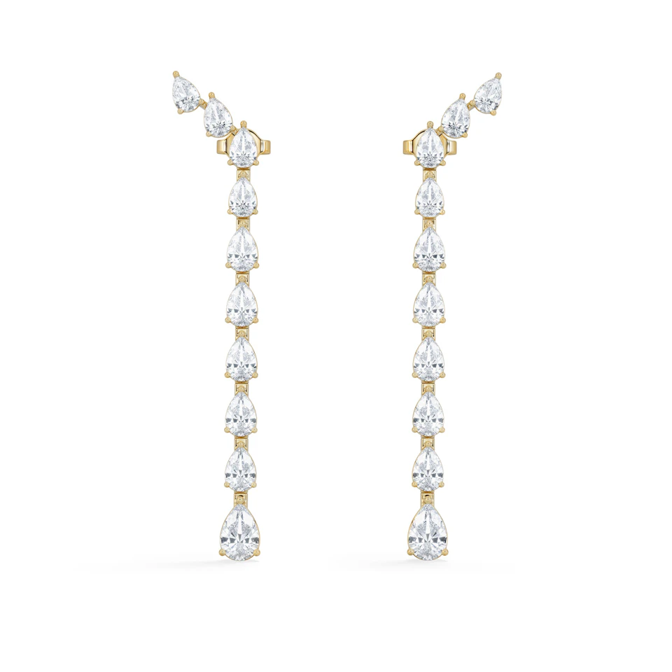 LUXE 4.00ct Lab Diamond Drop Earrings with IGI Certified Pear-Cut Diamonds in 18K Yellow Gold