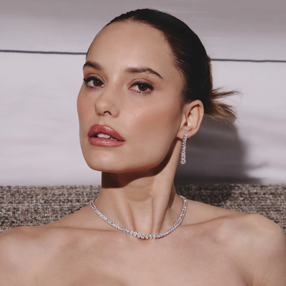 LUXE 33.00ct Lab Diamond Necklace with IGI Certified Oval-Cut Diamonds in 18K White Gold