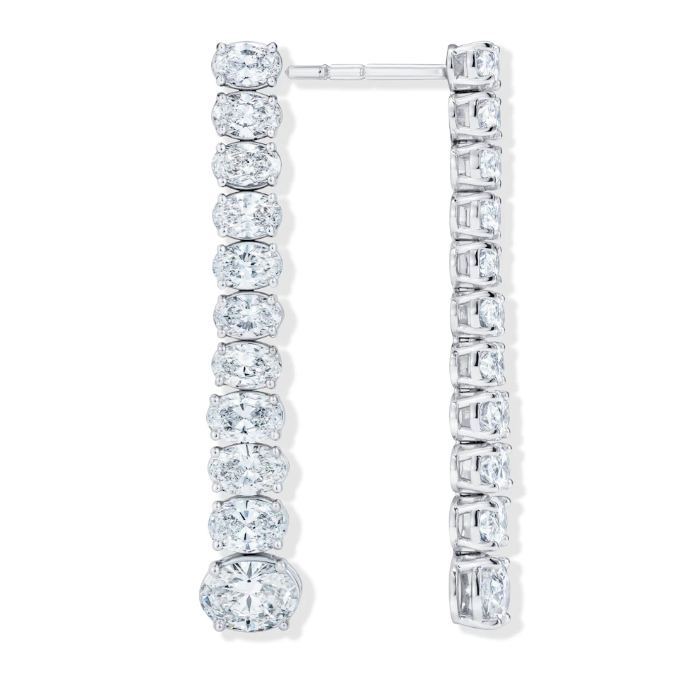 LUXE 6.00ct Lab Diamond Drop Earrings with IGI Certified Oval-Cut Diamonds in 18K White Gold