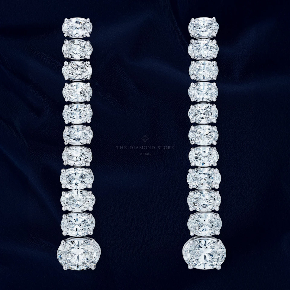LUXE 6.00ct Lab Diamond Drop Earrings with IGI Certified Oval-Cut Diamonds in 18K White Gold