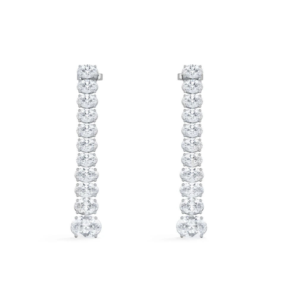 LUXE 6.00ct Lab Diamond Drop Earrings with IGI Certified Oval-Cut Diamonds in 18K White Gold