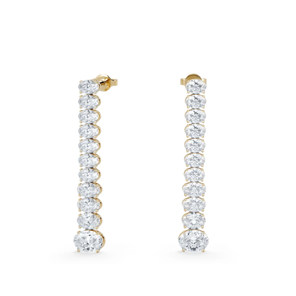 LUXE 6.00ct Lab Diamond Drop Earrings with IGI Certified Oval-Cut Diamonds in 18K Yellow Gold