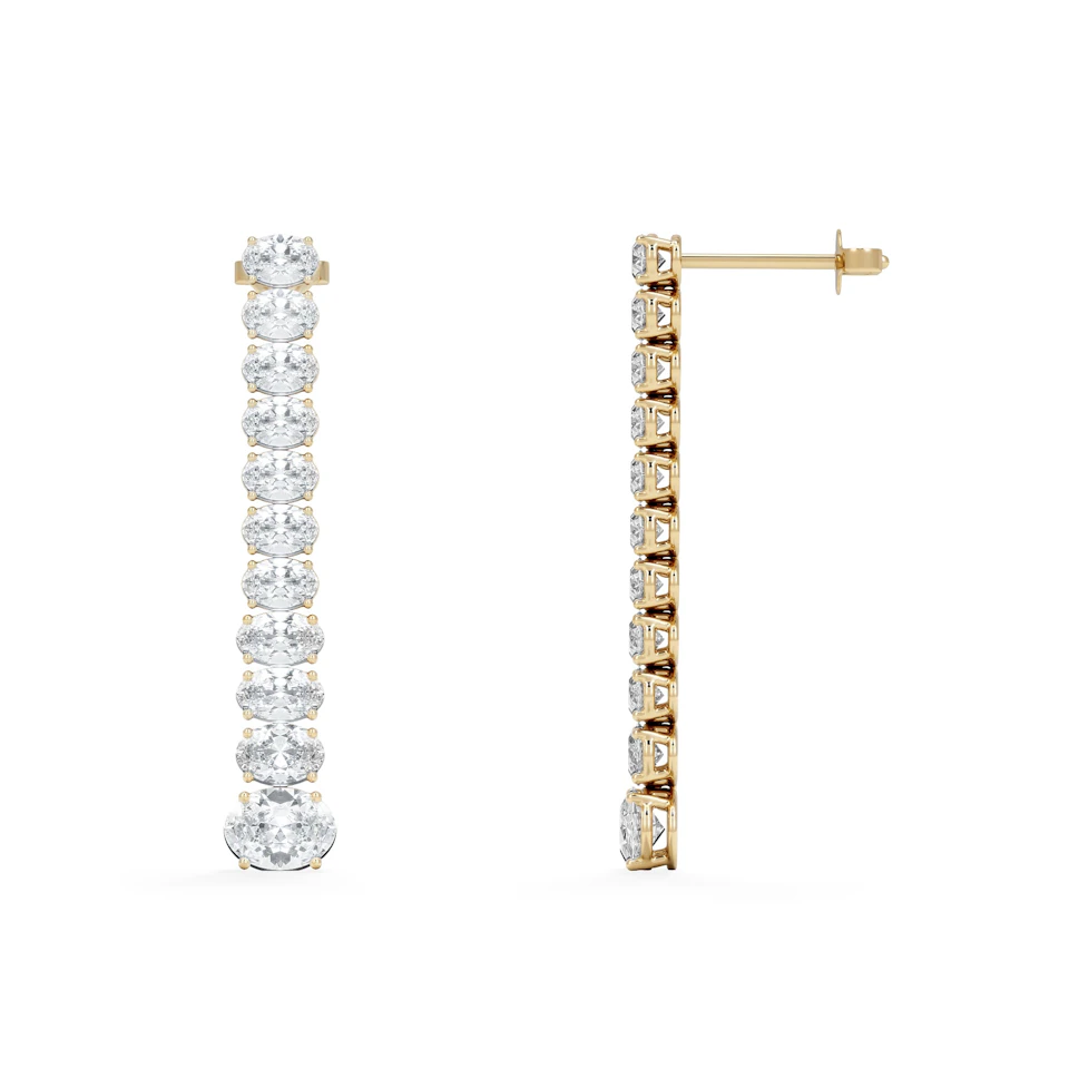 LUXE 6.00ct Lab Diamond Drop Earrings with IGI Certified Oval-Cut Diamonds in 18K Yellow Gold