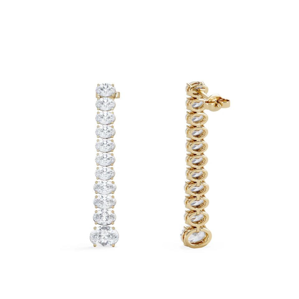 LUXE 6.00ct Lab Diamond Drop Earrings with IGI Certified Oval-Cut Diamonds in 18K Yellow Gold