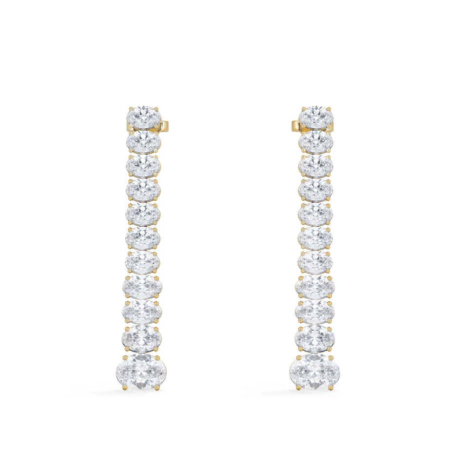 LUXE 6.00ct Lab Diamond Drop Earrings with IGI Certified Oval-Cut Diamonds in 18K Yellow Gold