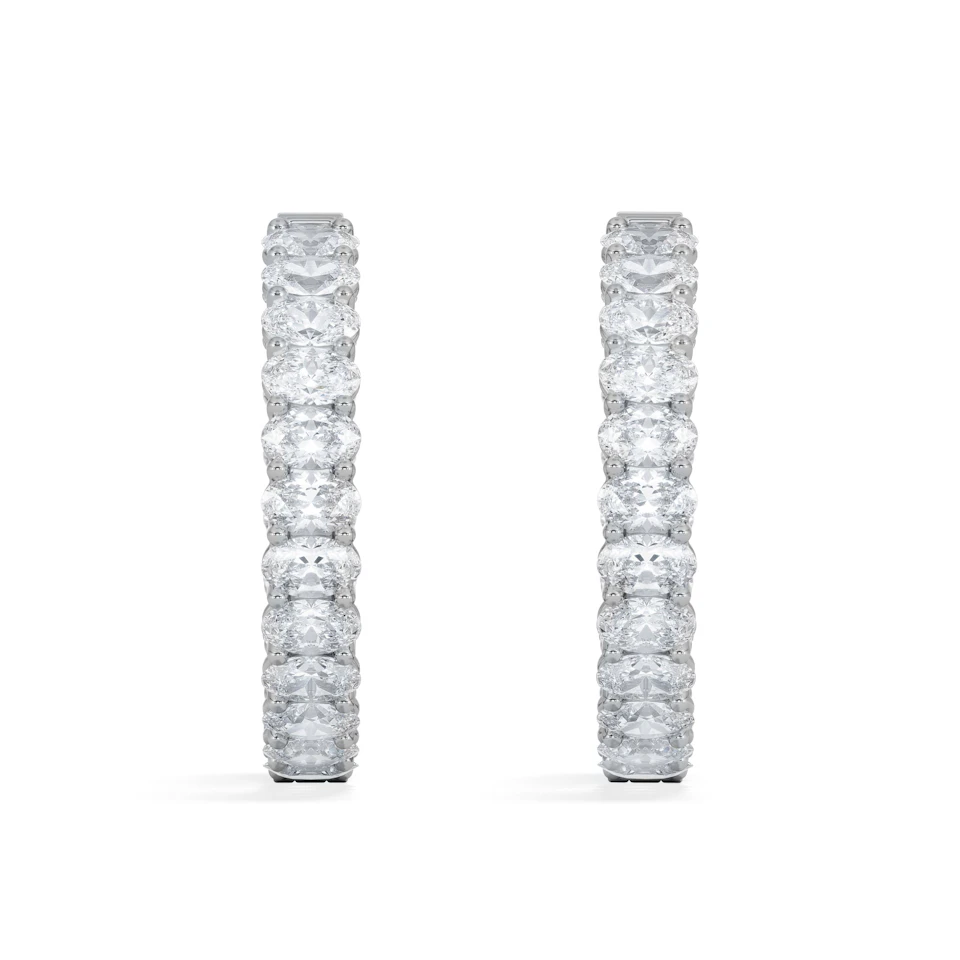 LUXE 8.00ct Lab Diamond Hoop Earrings with IGI Certified Oval-Cut Diamonds in 18K White Gold