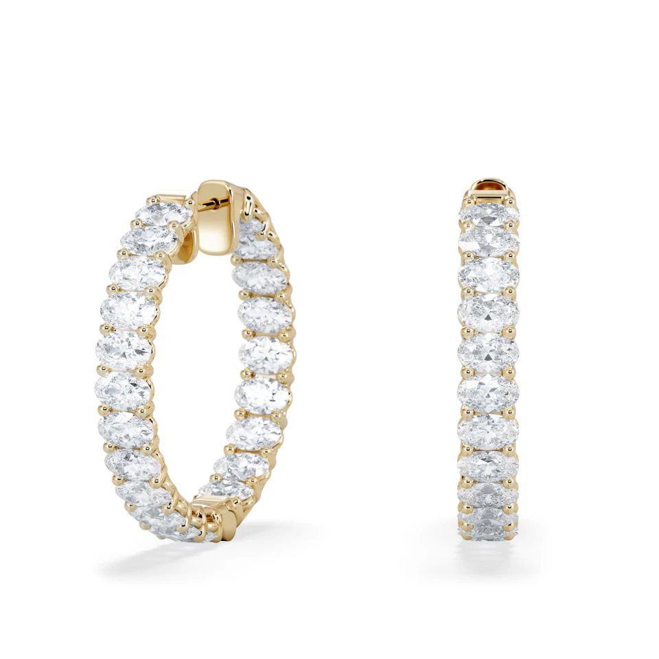 LUXE 8.00ct Lab Diamond Hoop Earrings with IGI Certified Oval-Cut Diamonds in 18K Yellow Gold