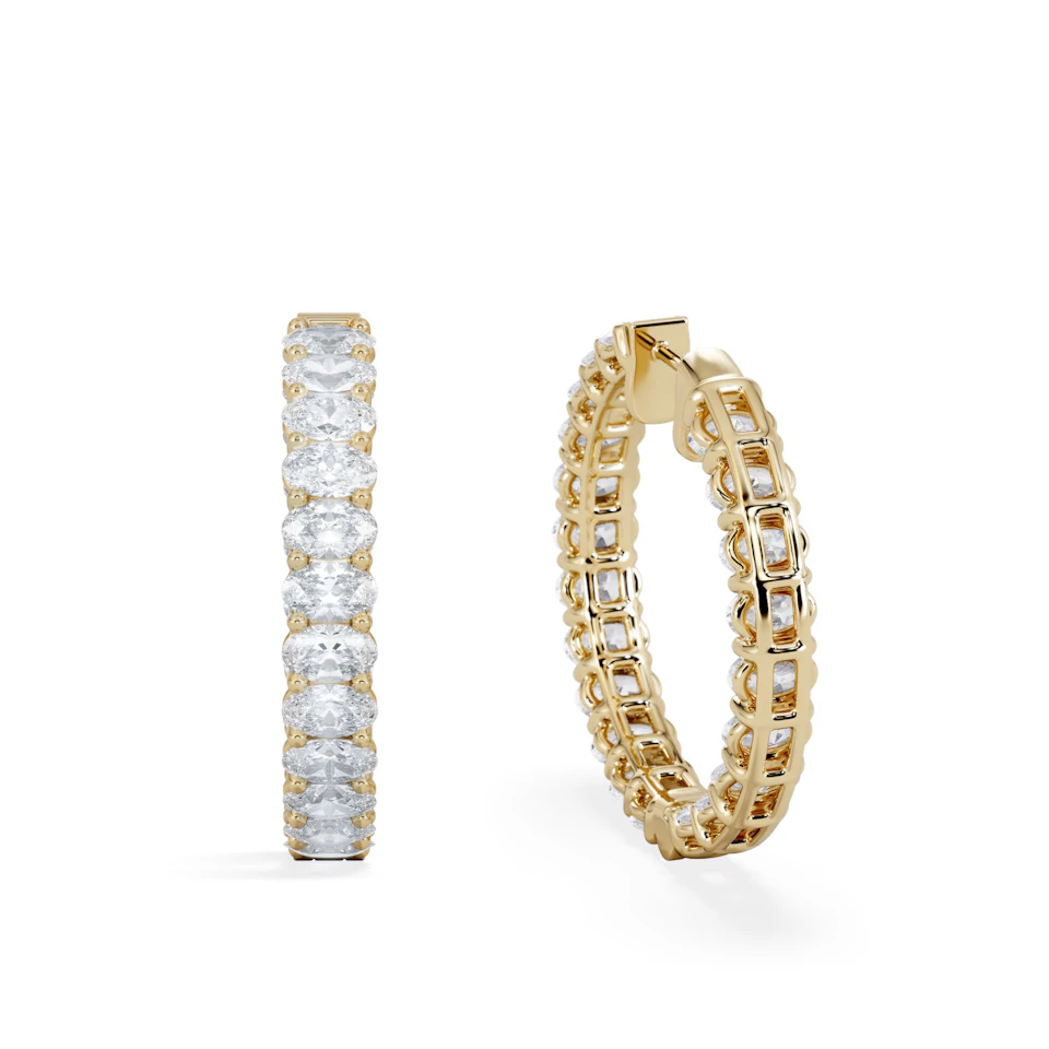 LUXE 8.00ct Lab Diamond Hoop Earrings with IGI Certified Oval-Cut Diamonds in 18K Yellow Gold