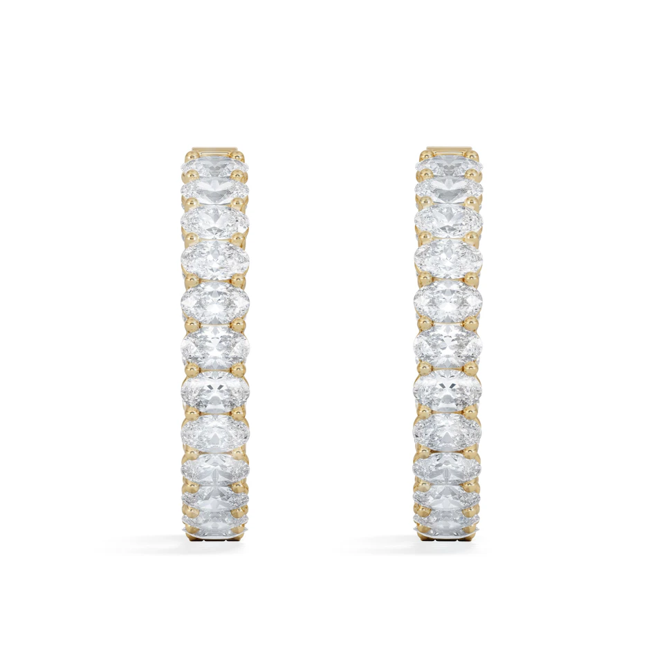 LUXE 8.00ct Lab Diamond Hoop Earrings with IGI Certified Oval-Cut Diamonds in 18K Yellow Gold