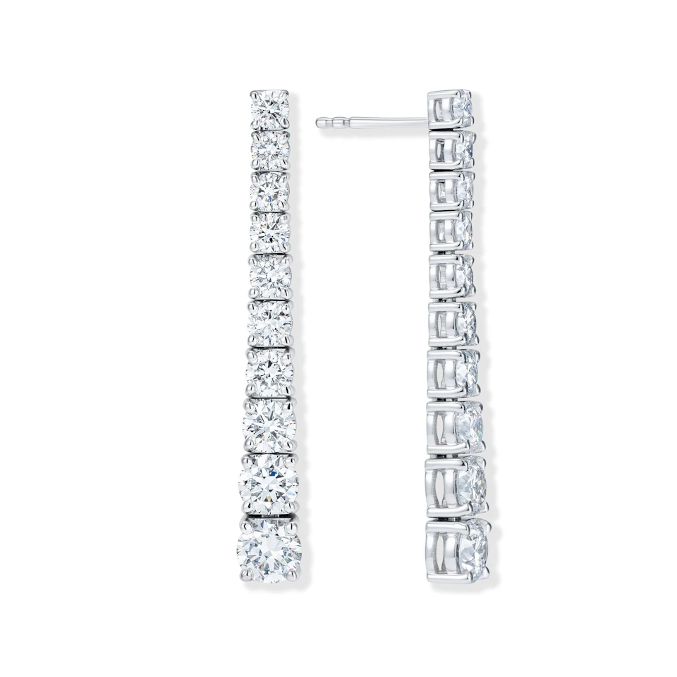 LUXE 5.00ct Lab Diamond Drop Earrings with IGI Certified Brilliant-Cut Diamonds in 18K White Gold,Round Face