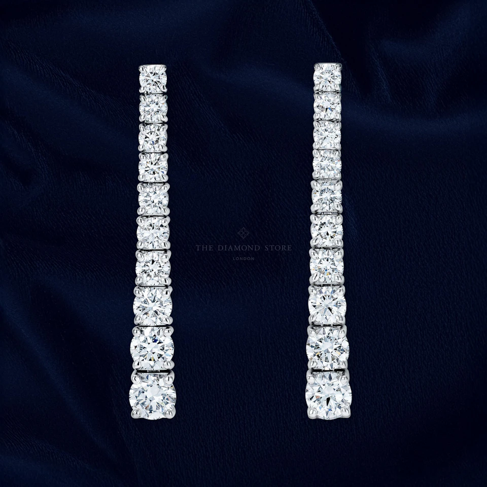 LUXE 5.00ct Lab Diamond Drop Earrings with IGI Certified Brilliant-Cut Diamonds in 18K White Gold,Round Face