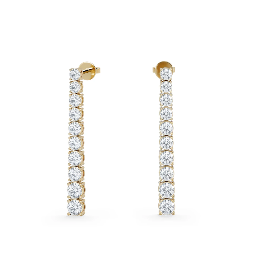 LUXE 5.00ct Lab Diamond Drop Earrings with IGI Certified Brilliant-Cut Diamonds in 18K Yellow Gold