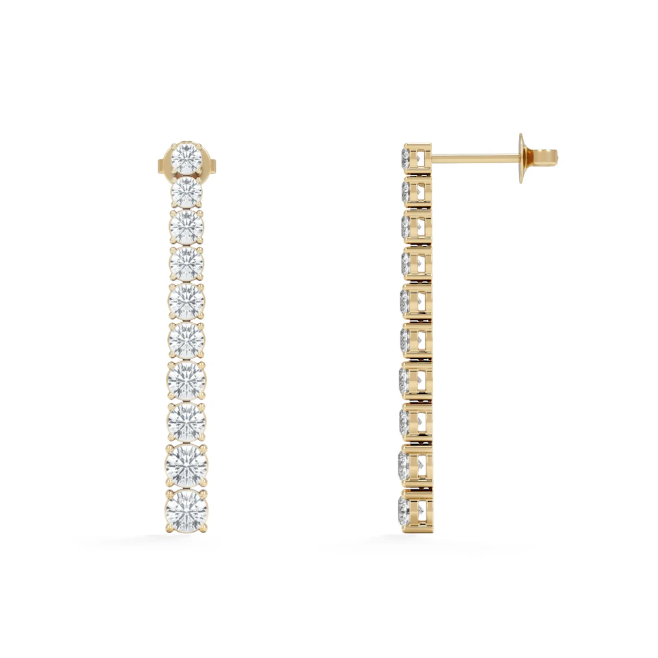 LUXE 5.00ct Lab Diamond Drop Earrings with IGI Certified Brilliant-Cut Diamonds in 18K Yellow Gold