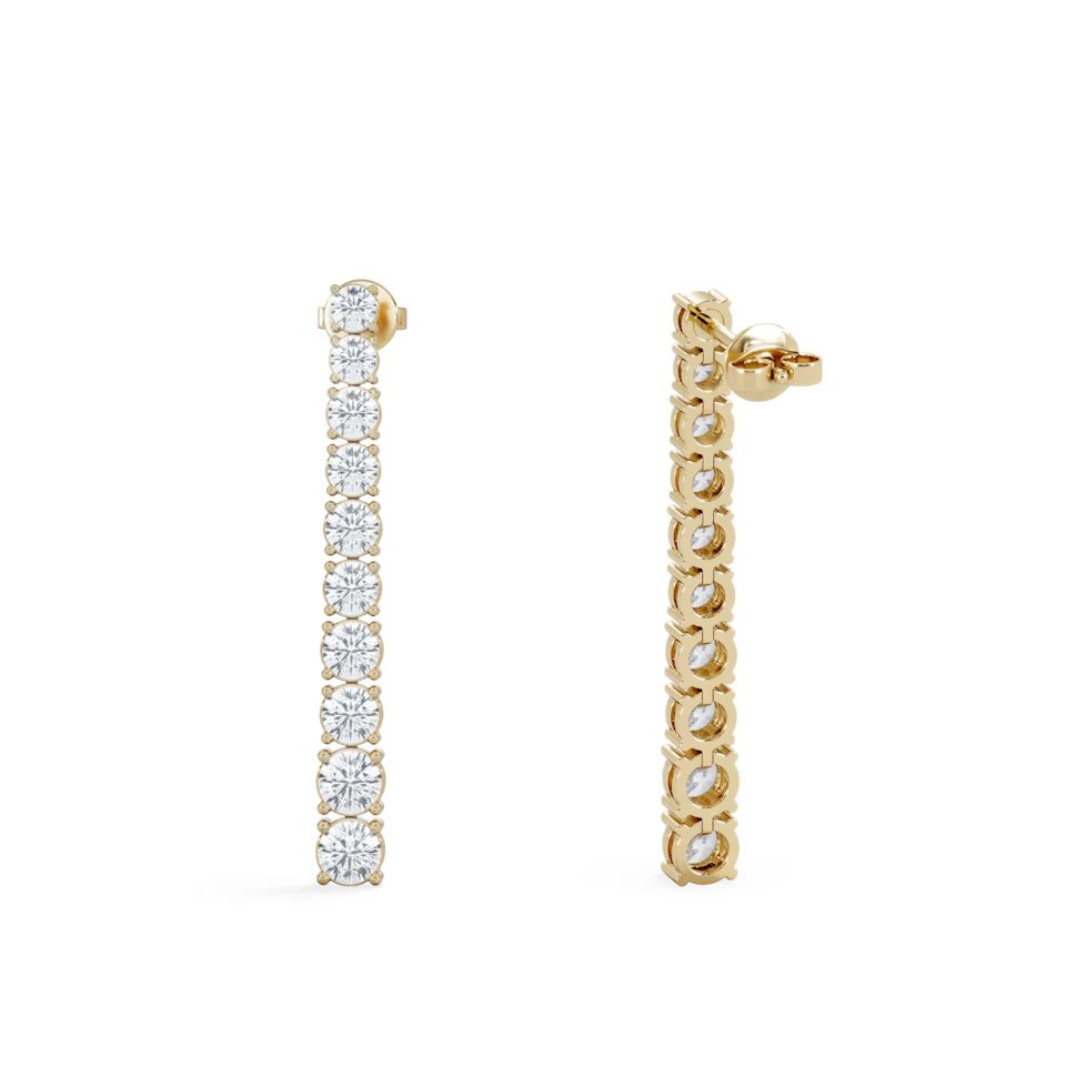 LUXE 5.00ct Lab Diamond Drop Earrings with IGI Certified Brilliant-Cut Diamonds in 18K Yellow Gold