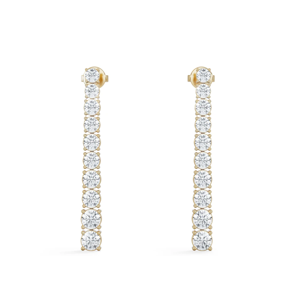 LUXE 5.00ct Lab Diamond Drop Earrings with IGI Certified Brilliant-Cut Diamonds in 18K Yellow Gold