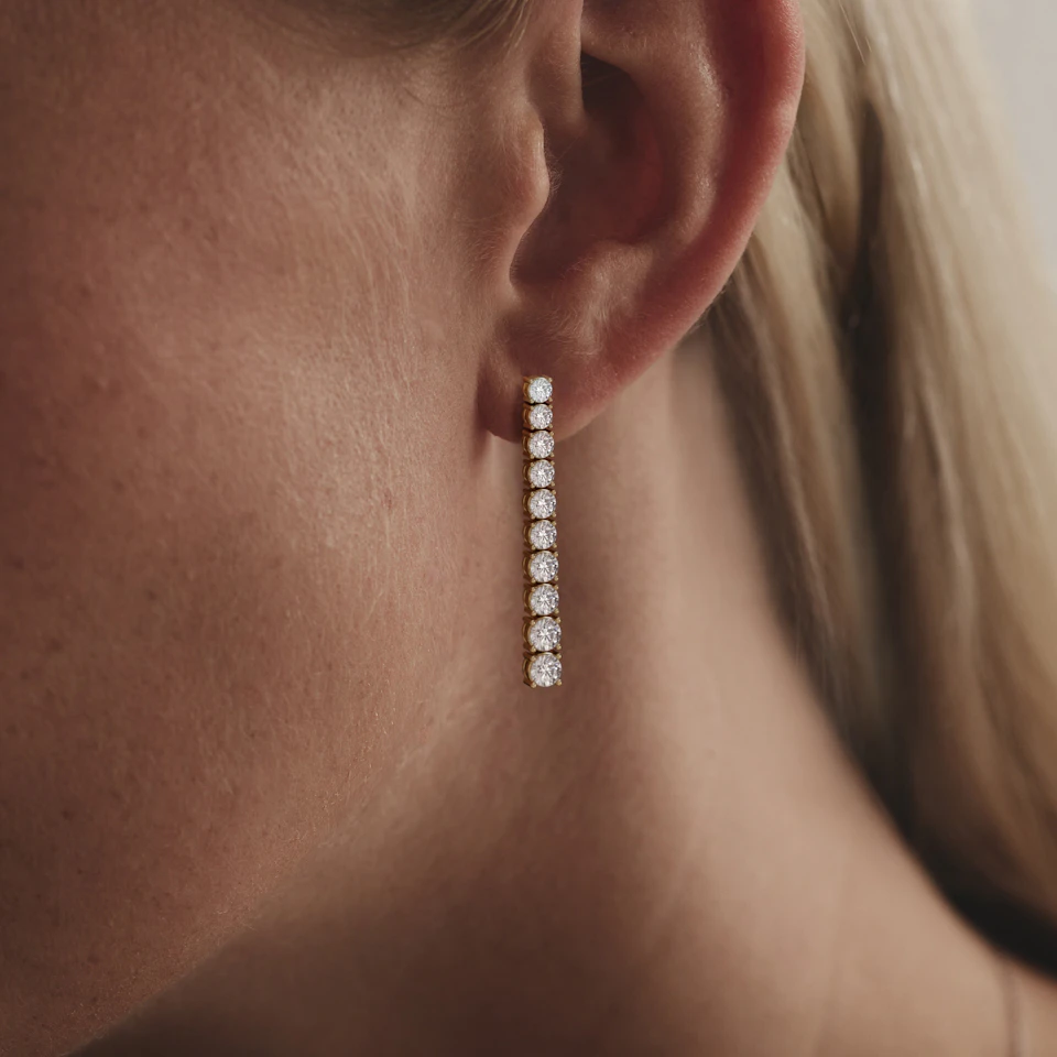 LUXE 5.00ct Lab Diamond Drop Earrings with IGI Certified Brilliant-Cut Diamonds in 18K Yellow Gold