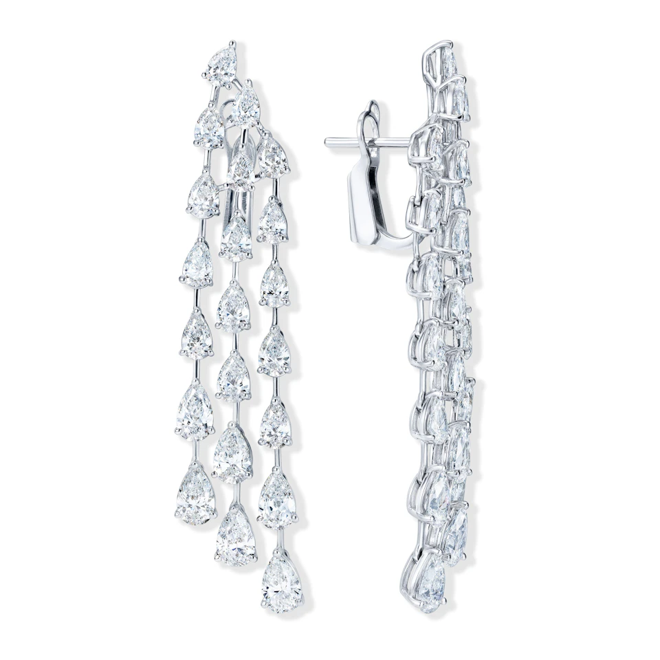 LUXE 10.00ct Lab Diamond Chandelier Earrings with IGI Certified Pear-Cut Diamonds in 18K White Gold