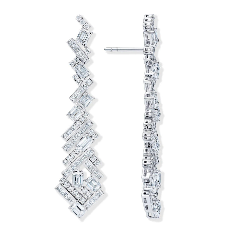 LUXE 8.00ct Lab Diamond Chandelier Earrings with IGI Certified Mixed-Cut Diamonds in 18K White Gold