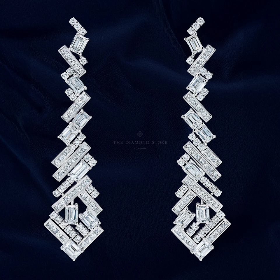 LUXE 8.00ct Lab Diamond Chandelier Earrings with IGI Certified Mixed-Cut Diamonds in 18K White Gold