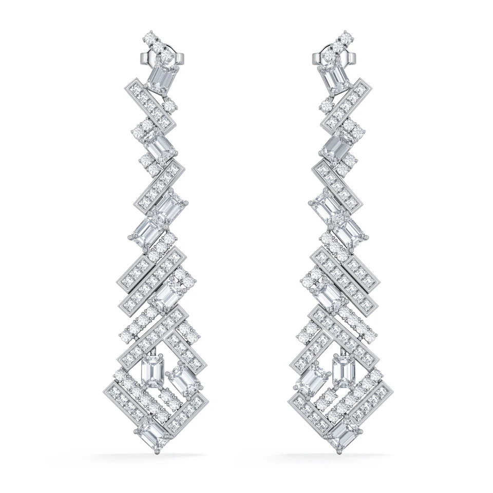 LUXE 8.00ct Lab Diamond Chandelier Earrings with IGI Certified Mixed-Cut Diamonds in 18K White Gold