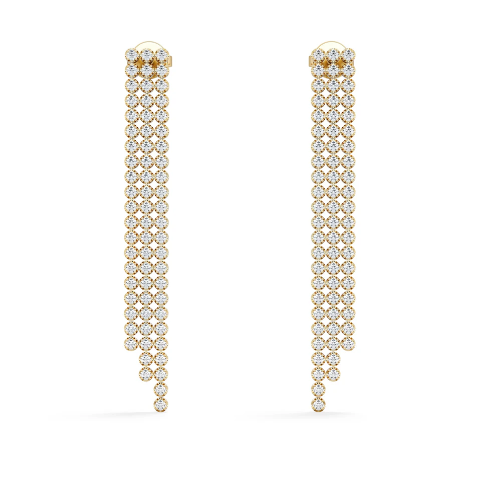 Soirée 1.75ct Round Cut Lab Diamond Drop Earrings in 18K Yellow Gold