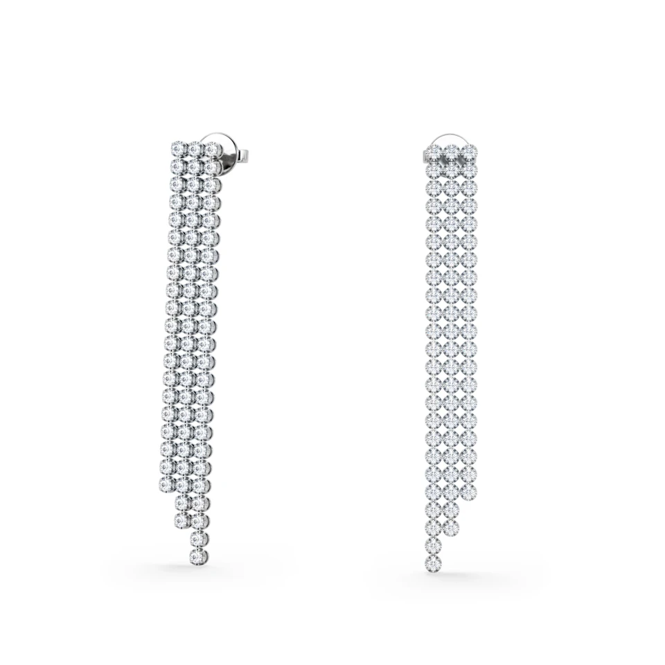 Soirée 1.75ct Round Cut Lab Diamond Drop Earrings in 18K White Gold