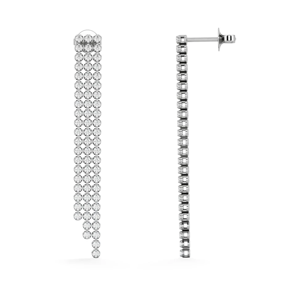 Soirée 1.75ct Round Cut Lab Diamond Drop Earrings in 18K White Gold