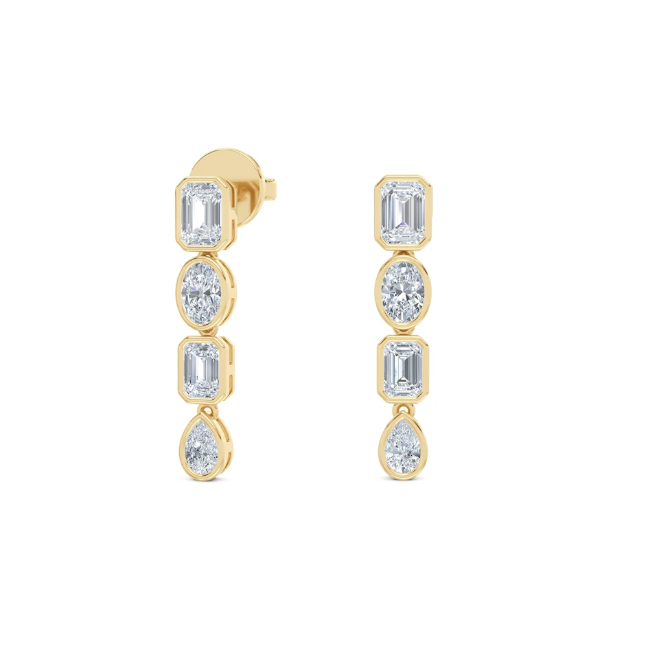 Skyline 1.10ct Emerald Cut Lab Diamond Drop Earrings in 14K Yellow Gold