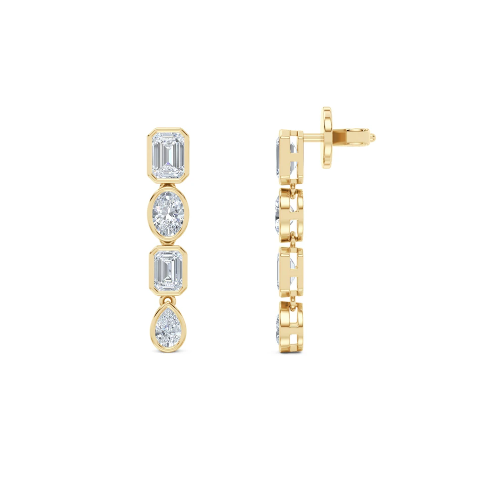 Skyline 1.10ct Emerald Cut Lab Diamond Drop Earrings in 14K Yellow Gold