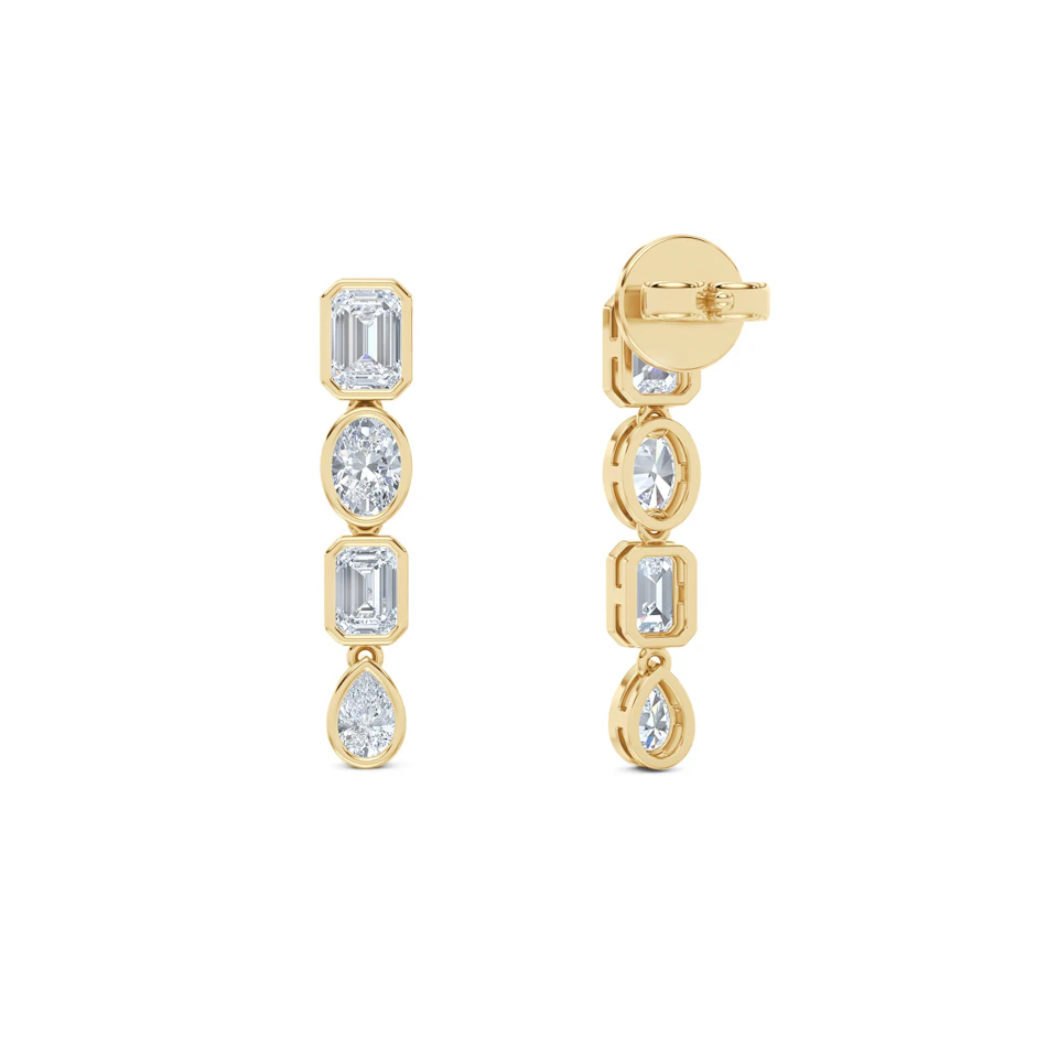 Skyline 1.10ct Emerald Cut Lab Diamond Drop Earrings in 14K Yellow Gold