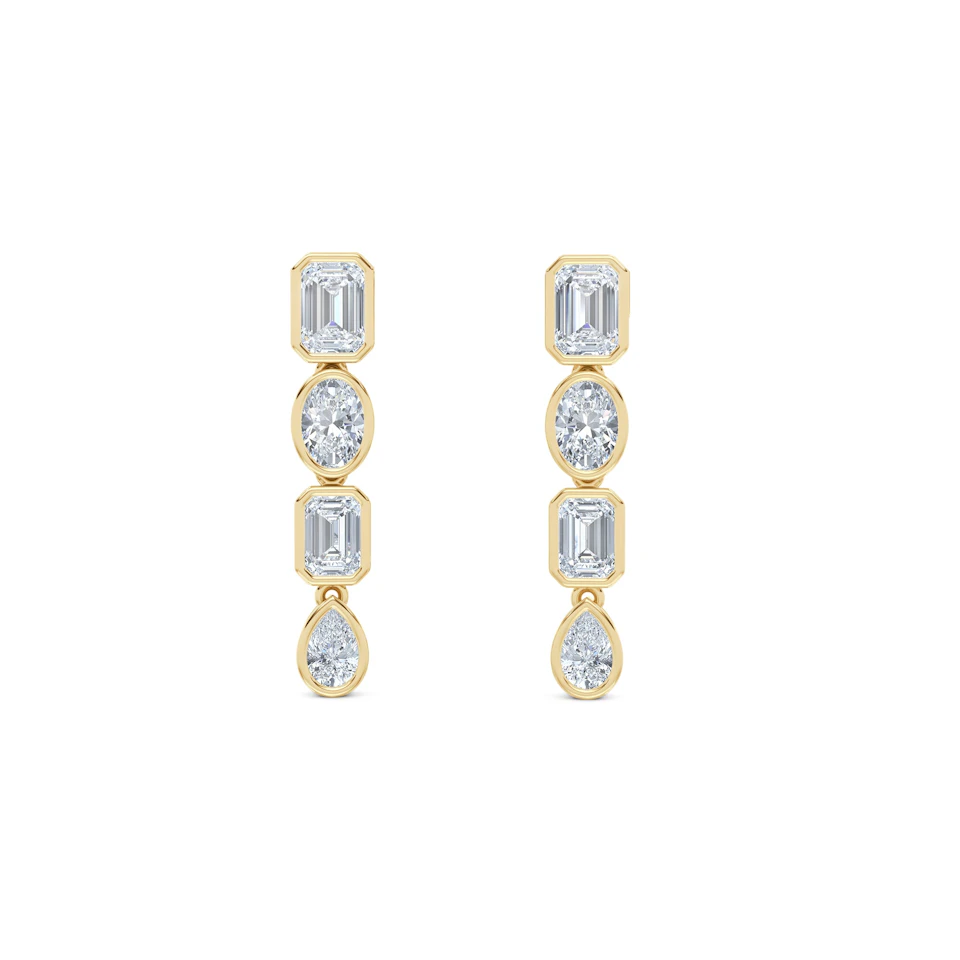 Skyline 1.10ct Emerald Cut Lab Diamond Drop Earrings in 14K Yellow Gold