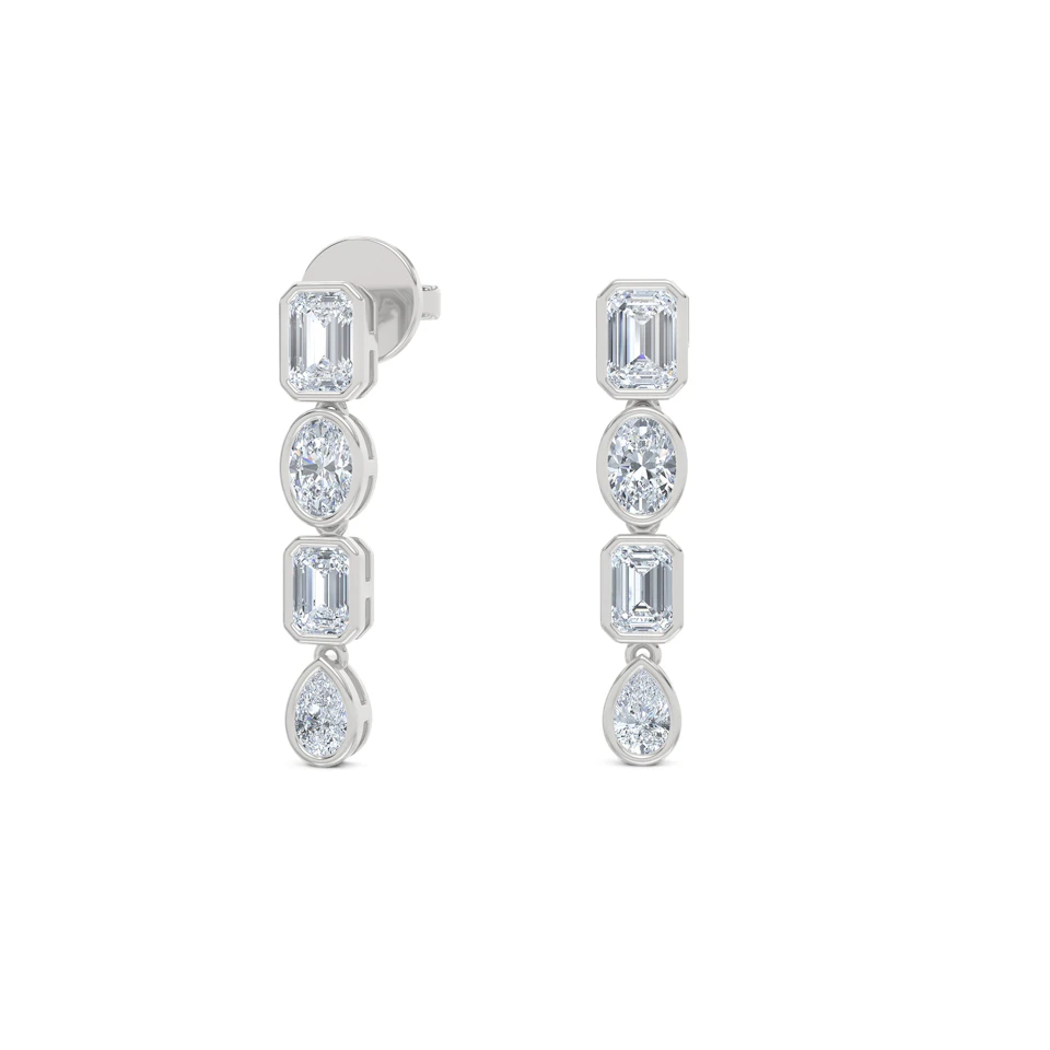 Skyline 1.10ct Emerald Cut Lab Diamond Drop Earrings in 14K White Gold