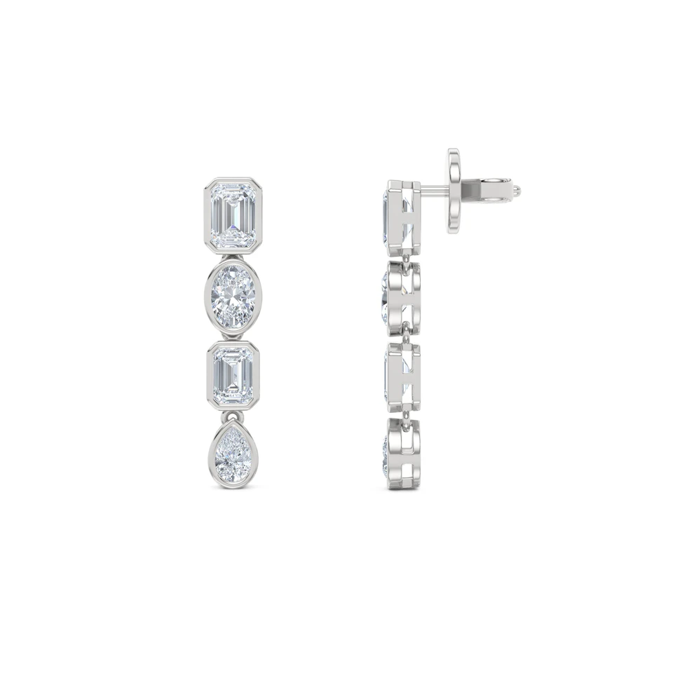 Skyline 1.10ct Emerald Cut Lab Diamond Drop Earrings in 14K White Gold