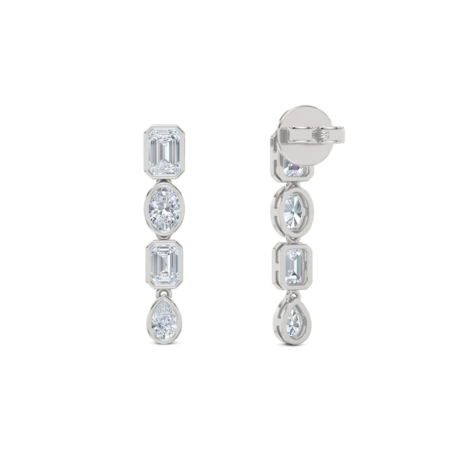 Skyline 1.10ct Emerald Cut Lab Diamond Drop Earrings in 14K White Gold