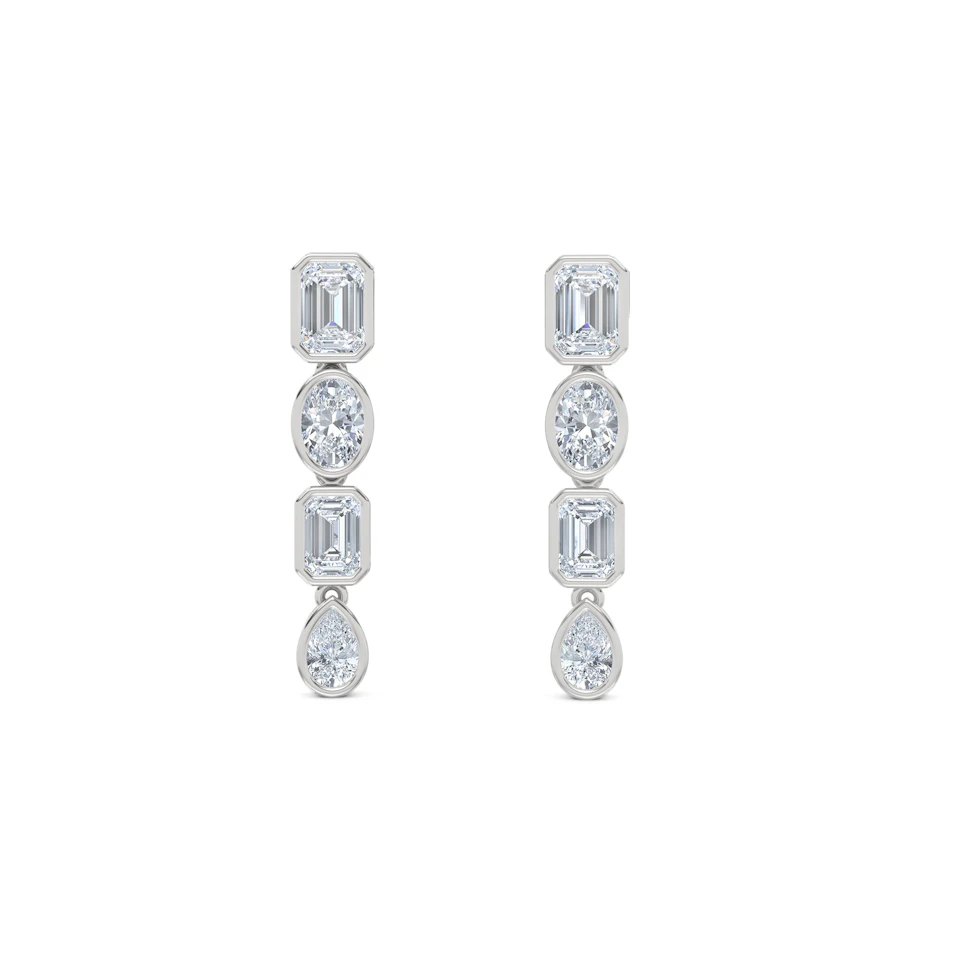 Skyline 1.10ct Emerald Cut Lab Diamond Drop Earrings in 14K White Gold