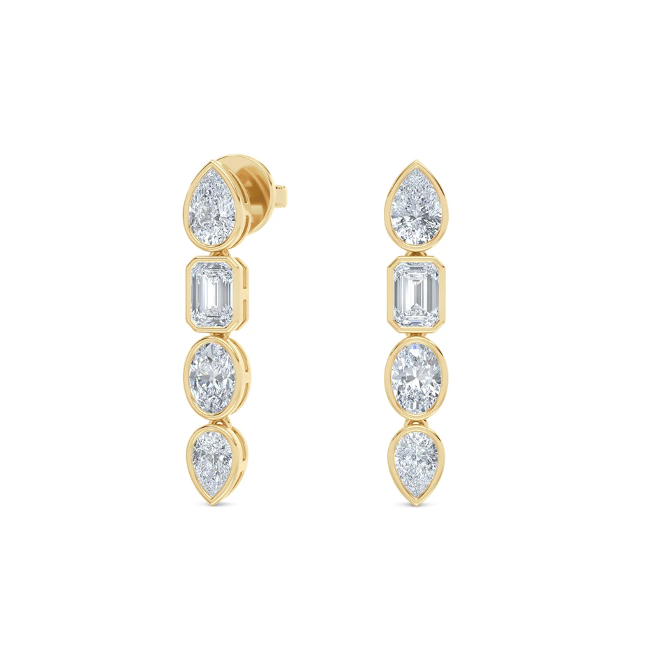 Skyline 1.47ct Pear Cut Lab Diamond Drop Earrings in 14K Yellow Gold