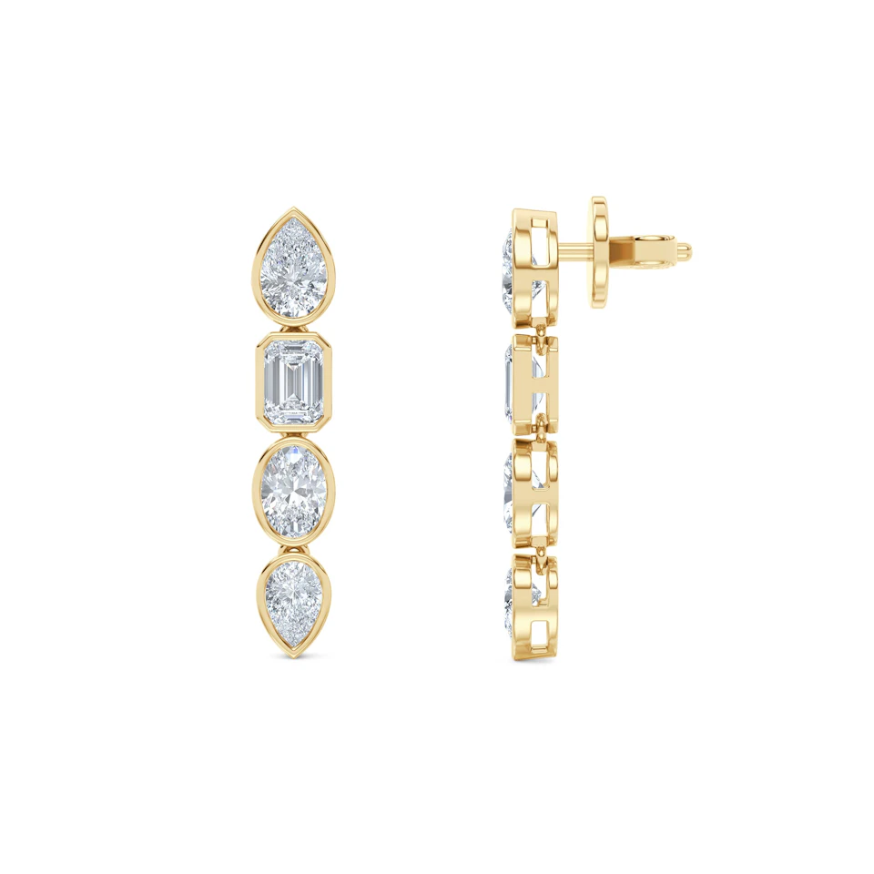 Skyline 1.47ct Pear Cut Lab Diamond Drop Earrings in 14K Yellow Gold