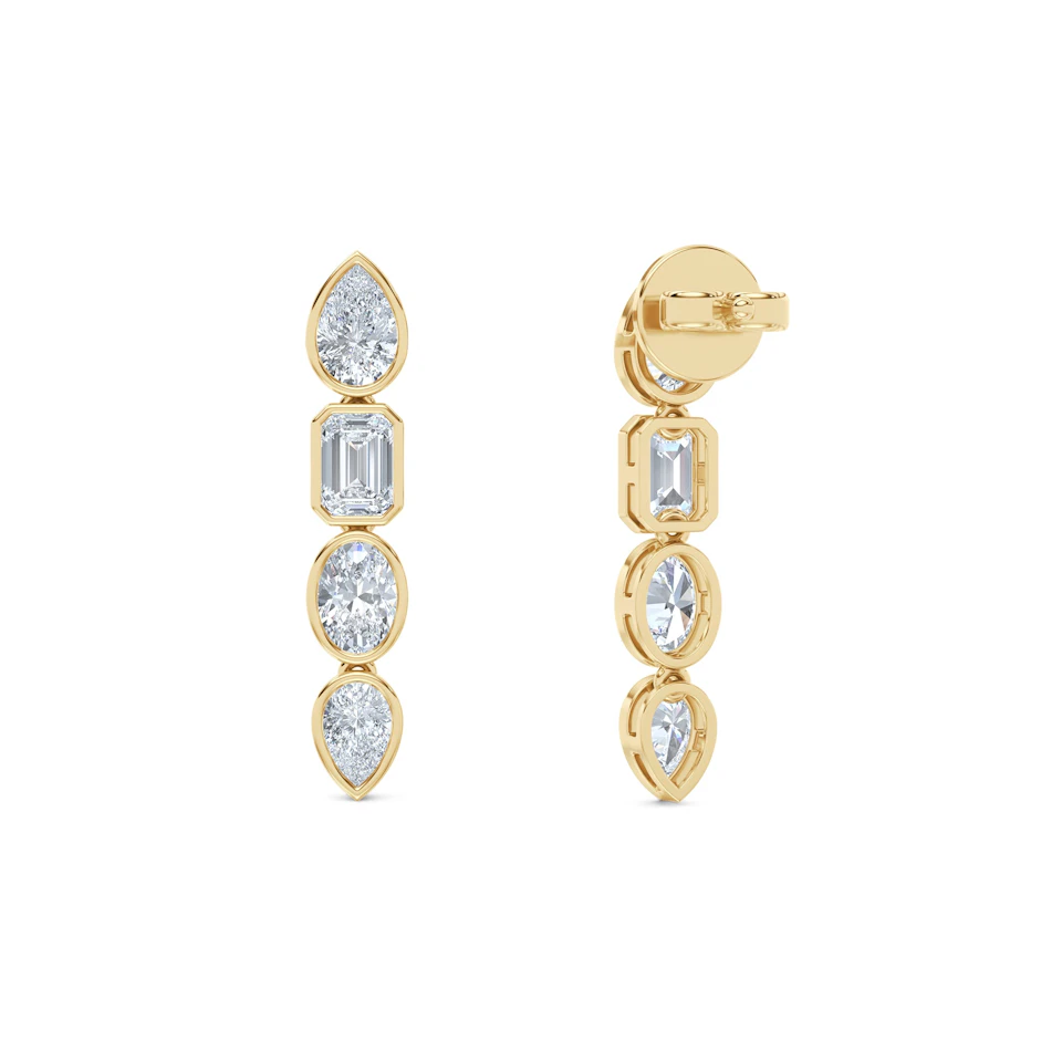 Skyline 1.47ct Pear Cut Lab Diamond Drop Earrings in 14K Yellow Gold