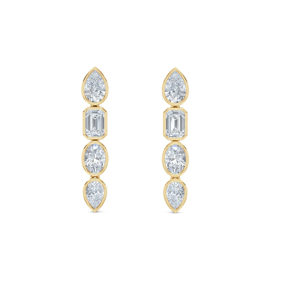 Skyline 1.47ct Pear Cut Lab Diamond Drop Earrings in 14K Yellow Gold