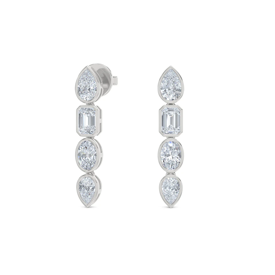 Skyline 1.47ct Pear Cut Lab Diamond Drop Earrings in 14K White Gold