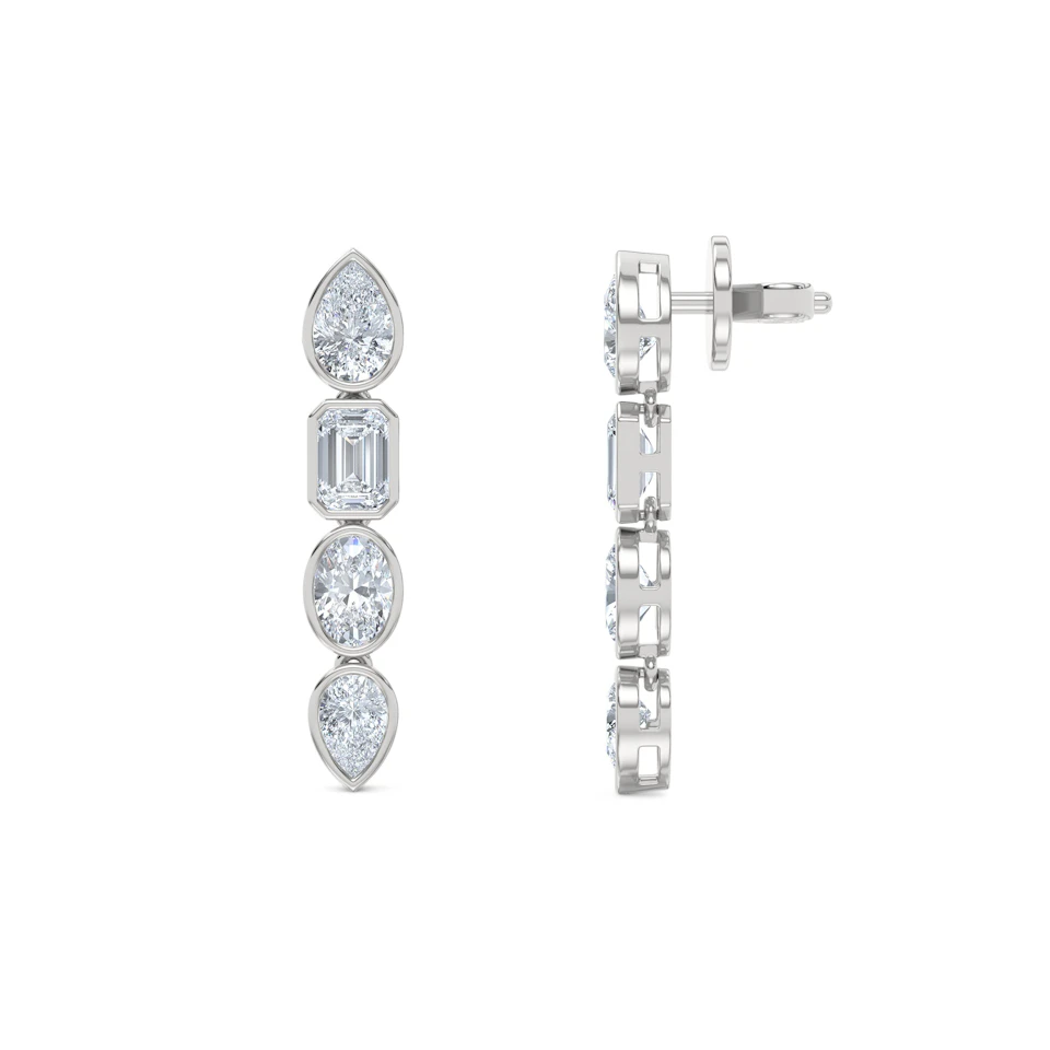 Skyline 1.47ct Pear Cut Lab Diamond Drop Earrings in 14K White Gold